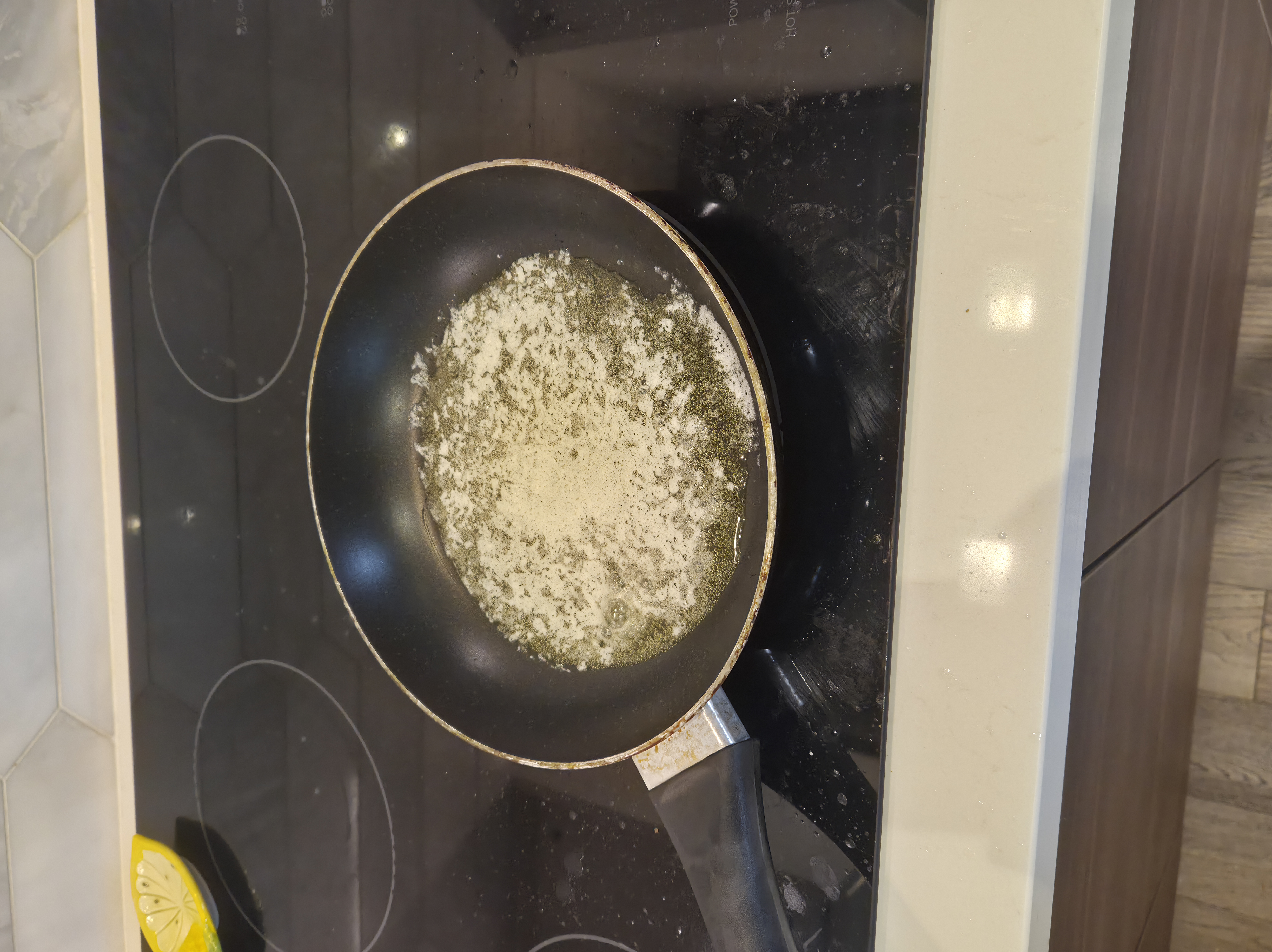Butter melted and beginning to froth