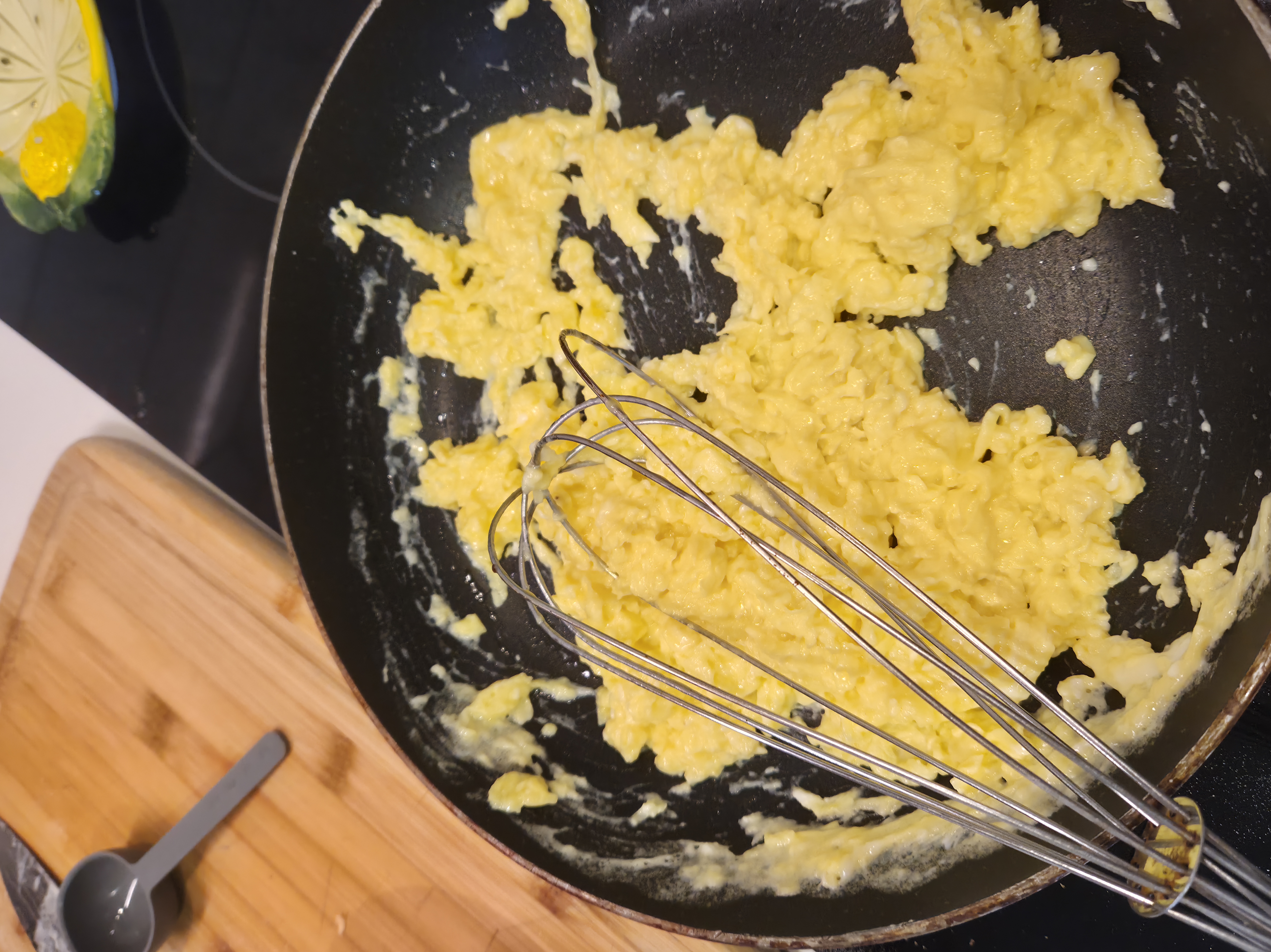French scrambled eggs beginning to sweat